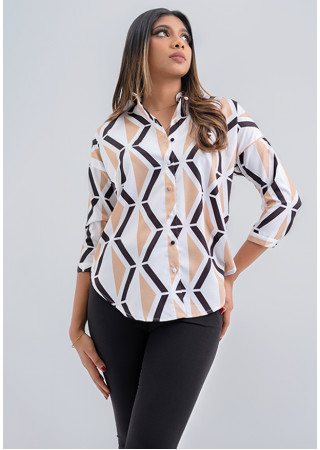 LORIDA BROWN PRINTED BLOUSE